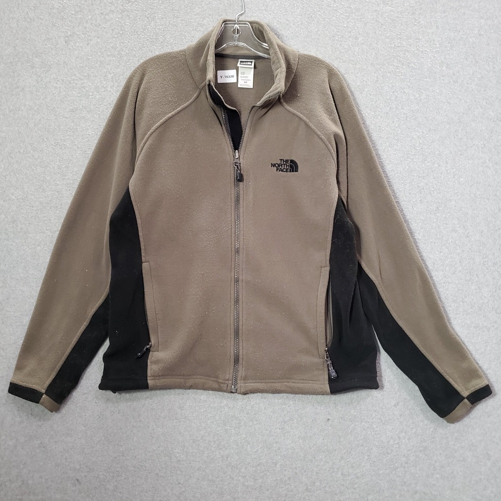 The North Face Men Jacket Small Beige Logo Softshell Full Zip Fleece